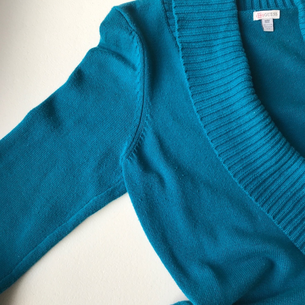 Guess Turquoise Long Sleeve Sweater Size M - Picture 9 of 13
